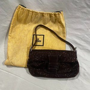 Glitter Brown Fendi Baguette Handbag
